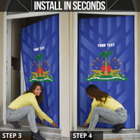 Personalized Haiti Football Door Cover Les Grenadiers Made History Once Again Blue Color - Wonder Print Shop