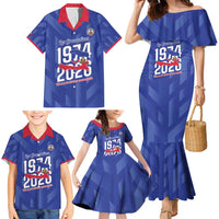 Personalized Haiti Football Family Matching Mermaid Dress and Hawaiian Shirt Les Grenadiers Made History Once Again Blue Color - Wonder Print Shop
