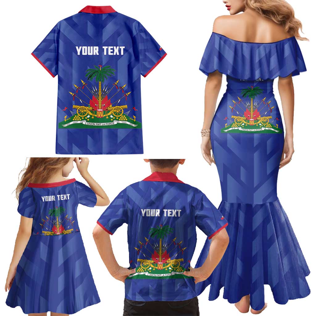 Personalized Haiti Football Family Matching Mermaid Dress and Hawaiian Shirt Les Grenadiers Made History Once Again Blue Color - Wonder Print Shop