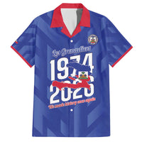 Personalized Haiti Football Family Matching Off The Shoulder Long Sleeve Dress and Hawaiian Shirt Les Grenadiers Made History Once Again Blue Color - Wonder Print Shop