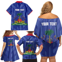 Personalized Haiti Football Family Matching Off Shoulder Short Dress and Hawaiian Shirt Les Grenadiers Made History Once Again Blue Color - Wonder Print Shop
