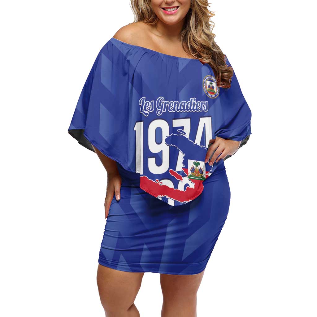 Personalized Haiti Football Family Matching Off Shoulder Short Dress and Hawaiian Shirt Les Grenadiers Made History Once Again Blue Color - Wonder Print Shop