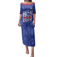 Personalized Haiti Football Family Matching Puletasi and Hawaiian Shirt Les Grenadiers Made History Once Again Blue Color - Wonder Print Shop