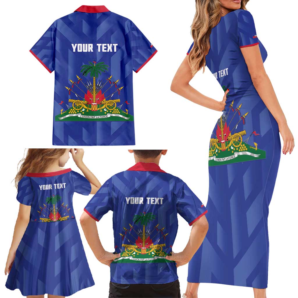Personalized Haiti Football Family Matching Short Sleeve Bodycon Dress and Hawaiian Shirt Les Grenadiers Made History Once Again Blue Color - Wonder Print Shop