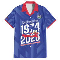Personalized Haiti Football Family Matching Short Sleeve Bodycon Dress and Hawaiian Shirt Les Grenadiers Made History Once Again Blue Color - Wonder Print Shop