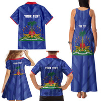 Personalized Haiti Football Family Matching Tank Maxi Dress and Hawaiian Shirt Les Grenadiers Made History Once Again Blue Color - Wonder Print Shop