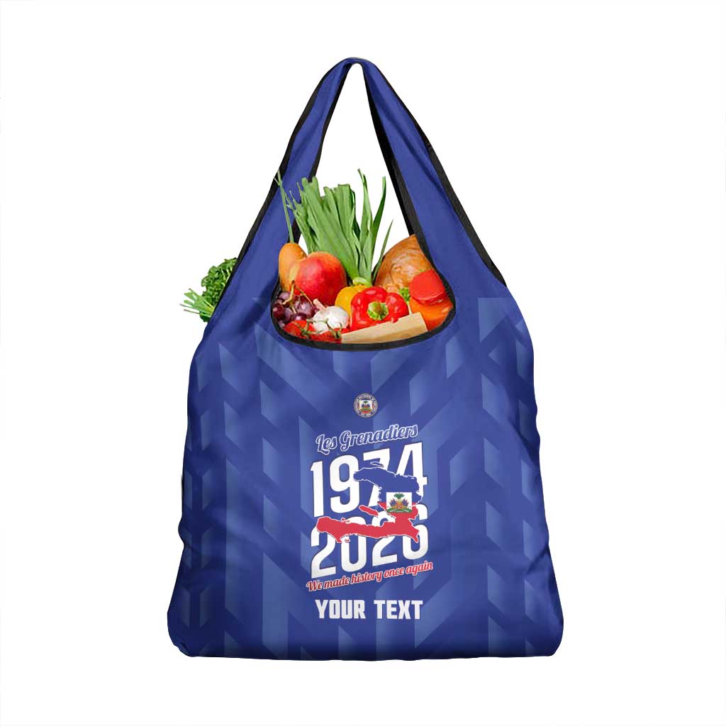 Personalized Haiti Football Grocery Bag Les Grenadiers Made History Once Again Blue Color - Wonder Print Shop