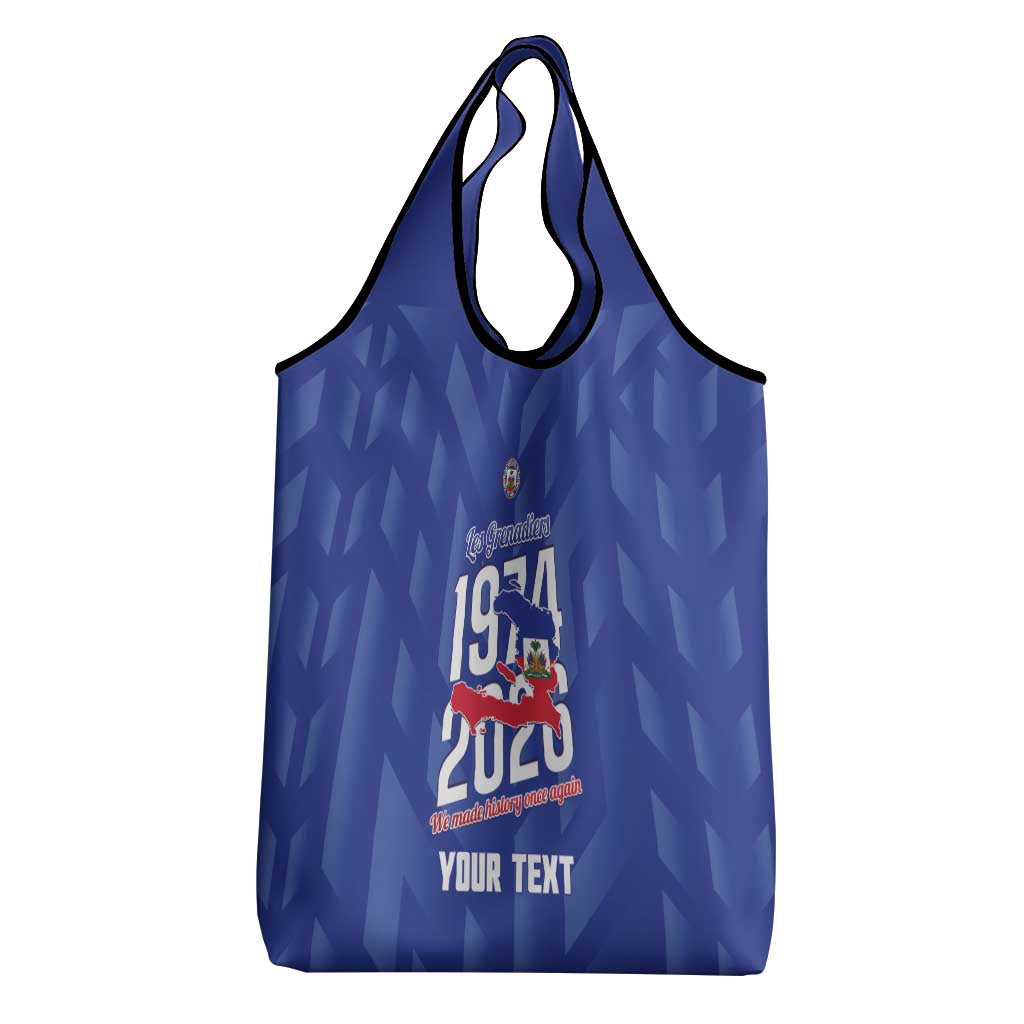 Personalized Haiti Football Grocery Bag Les Grenadiers Made History Once Again Blue Color - Wonder Print Shop