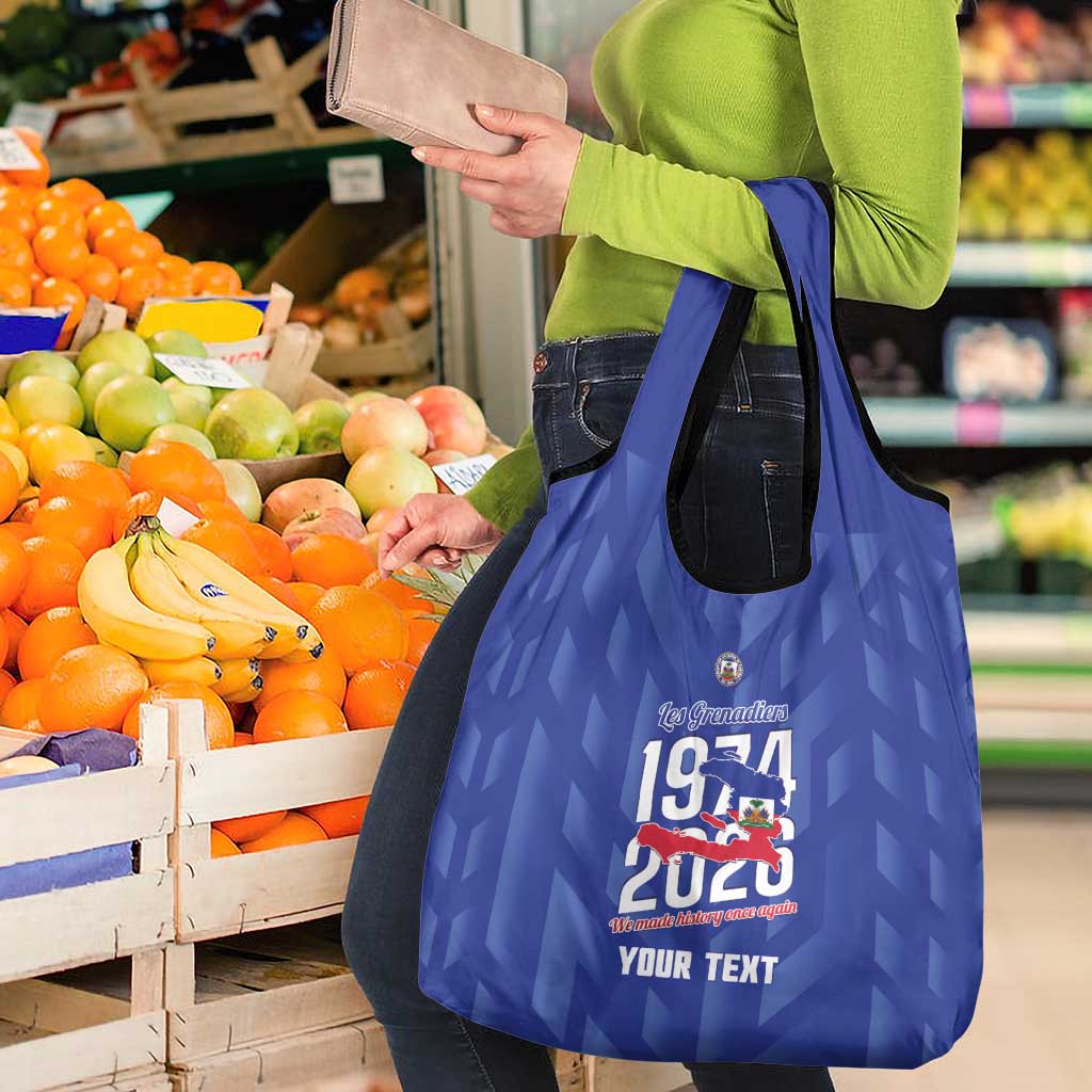 Personalized Haiti Football Grocery Bag Les Grenadiers Made History Once Again Blue Color - Wonder Print Shop