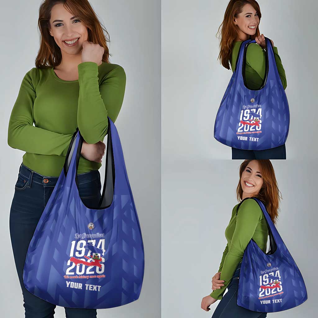 Personalized Haiti Football Grocery Bag Les Grenadiers Made History Once Again Blue Color - Wonder Print Shop