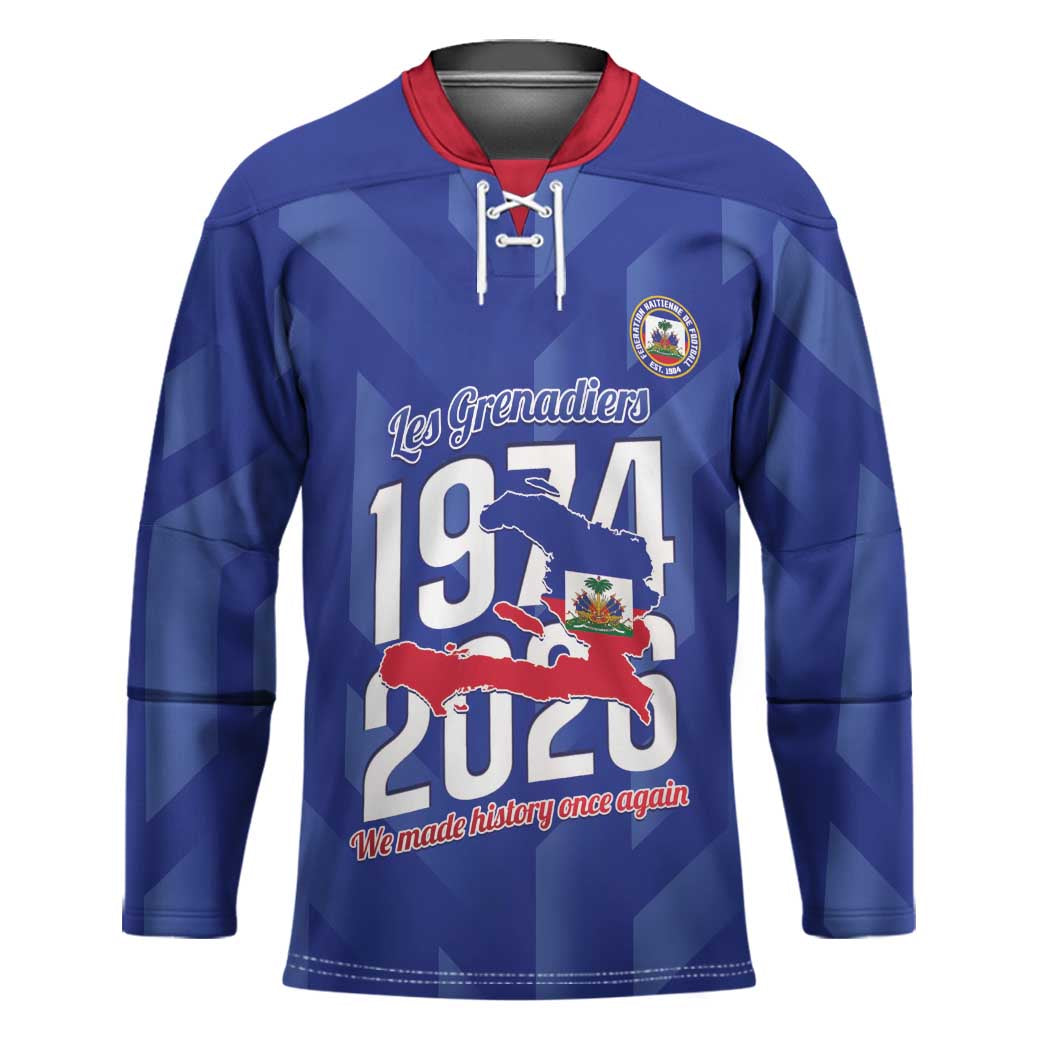 Personalized Haiti Football Hockey Jersey Les Grenadiers Made History Once Again Blue Color - Wonder Print Shop