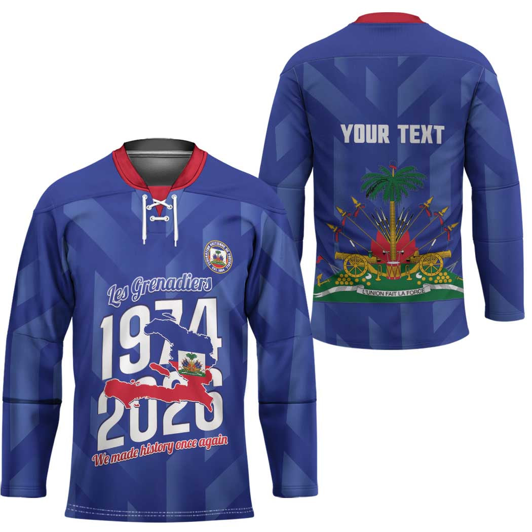 Personalized Haiti Football Hockey Jersey Les Grenadiers Made History Once Again Blue Color - Wonder Print Shop