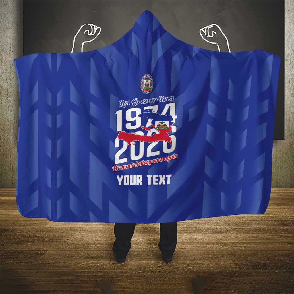 Personalized Haiti Football Hooded Blanket Les Grenadiers Made History Once Again Blue Color - Wonder Print Shop