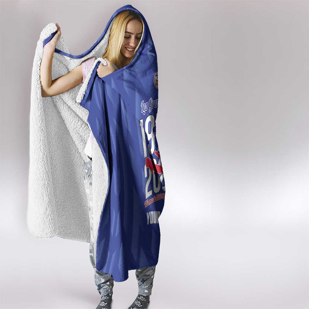 Personalized Haiti Football Hooded Blanket Les Grenadiers Made History Once Again Blue Color - Wonder Print Shop