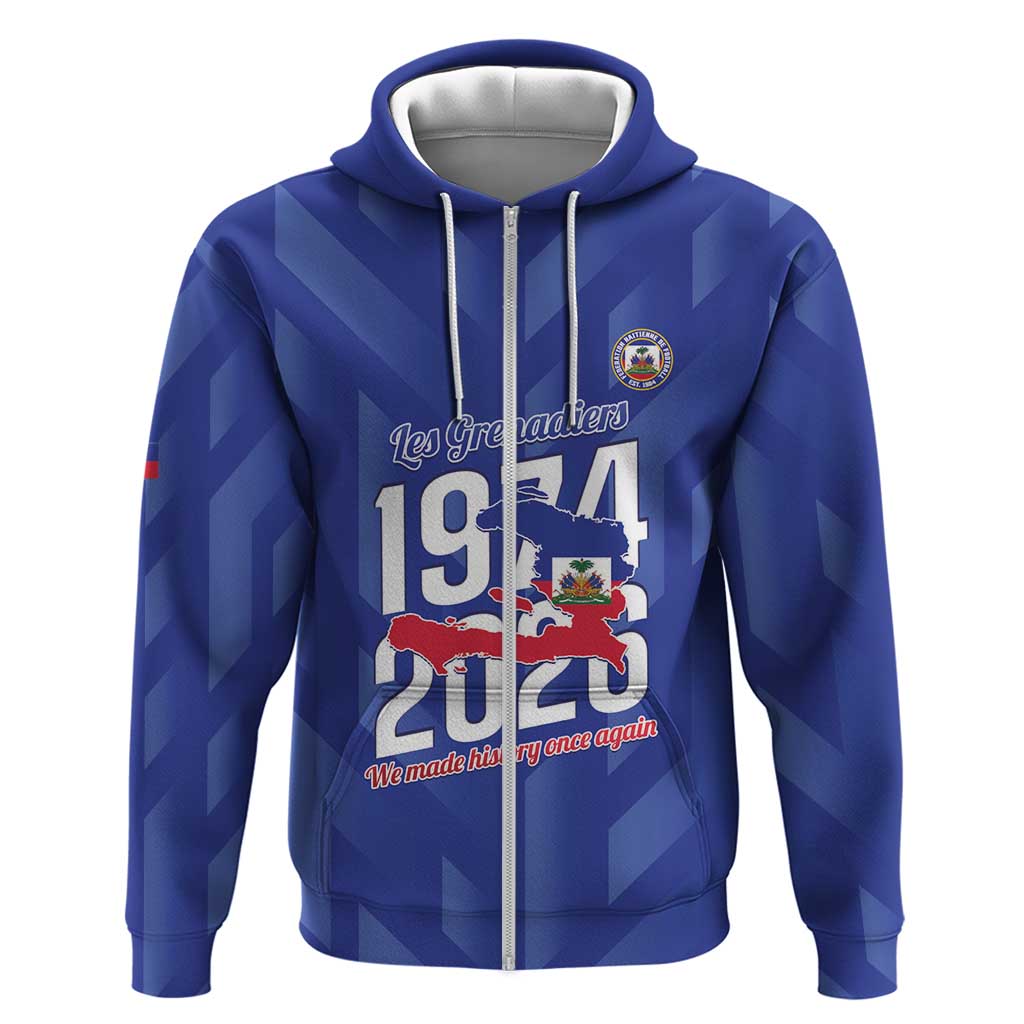 Personalized Haiti Football Hoodie Les Grenadiers Made History Once Again Blue Color - Wonder Print Shop