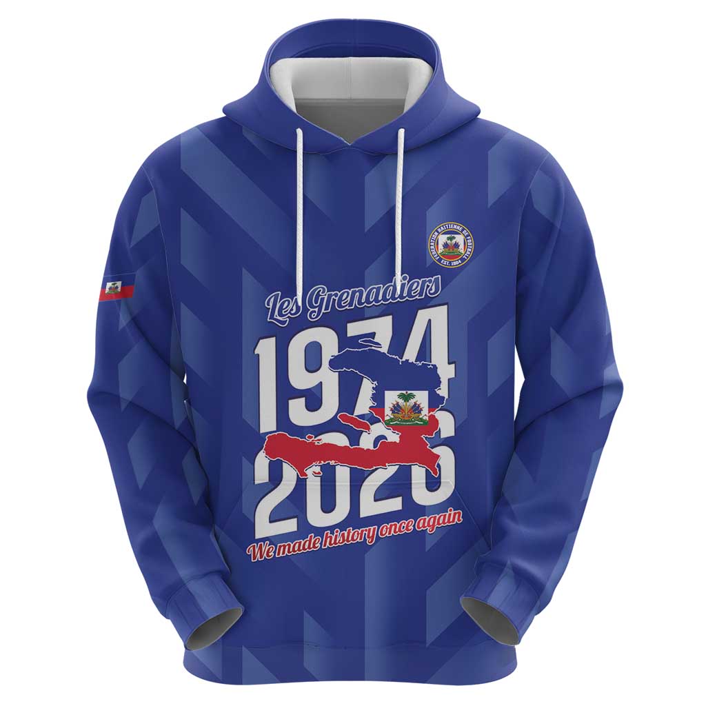 Personalized Haiti Football Hoodie Les Grenadiers Made History Once Again Blue Color - Wonder Print Shop