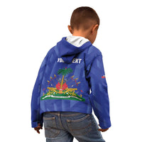Personalized Haiti Football Kid Hoodie Les Grenadiers Made History Once Again Blue Color - Wonder Print Shop