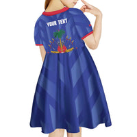 Personalized Haiti Football Kid Short Sleeve Dress Les Grenadiers Made History Once Again Blue Color - Wonder Print Shop
