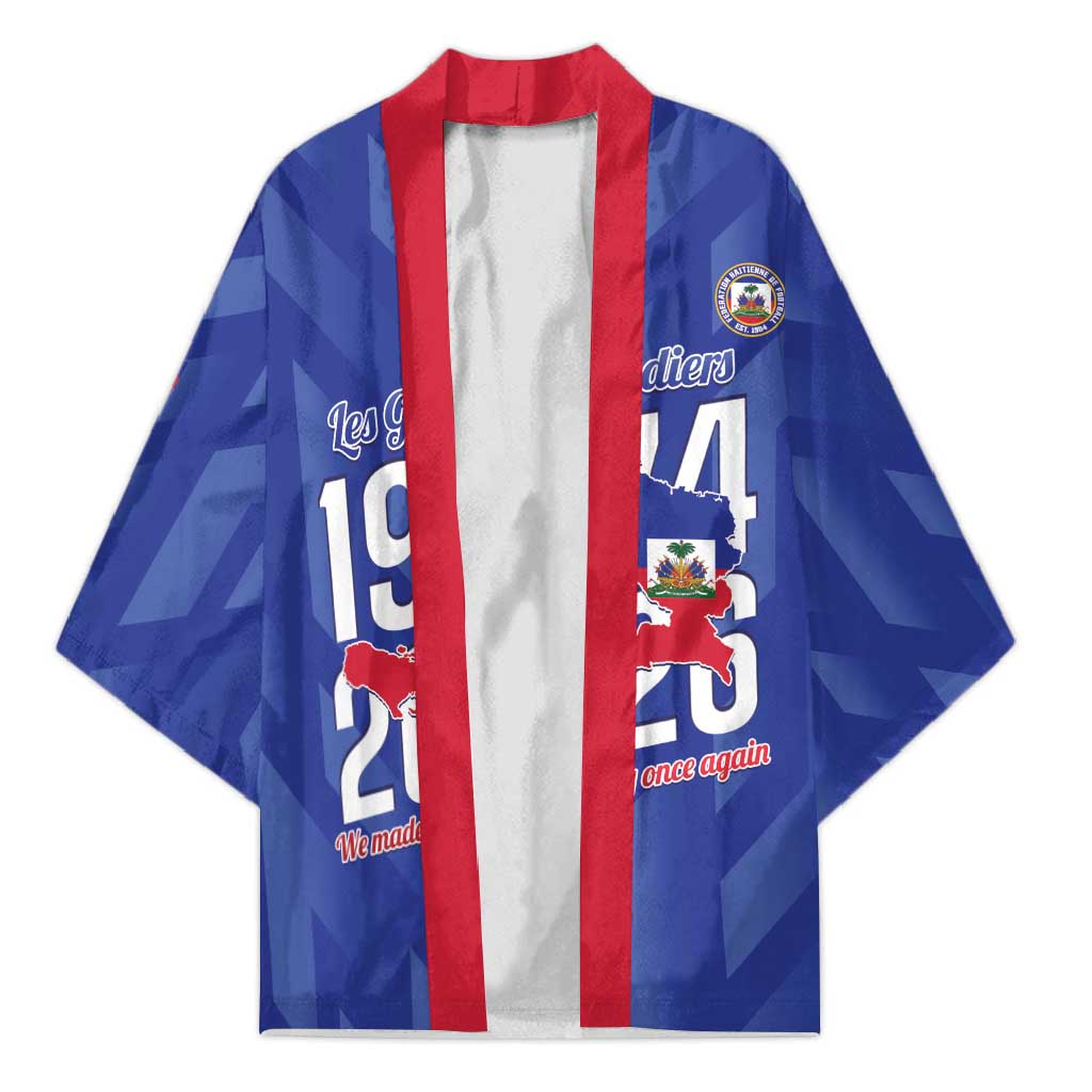 Personalized Haiti Football Kimono Les Grenadiers Made History Once Again Blue Color - Wonder Print Shop