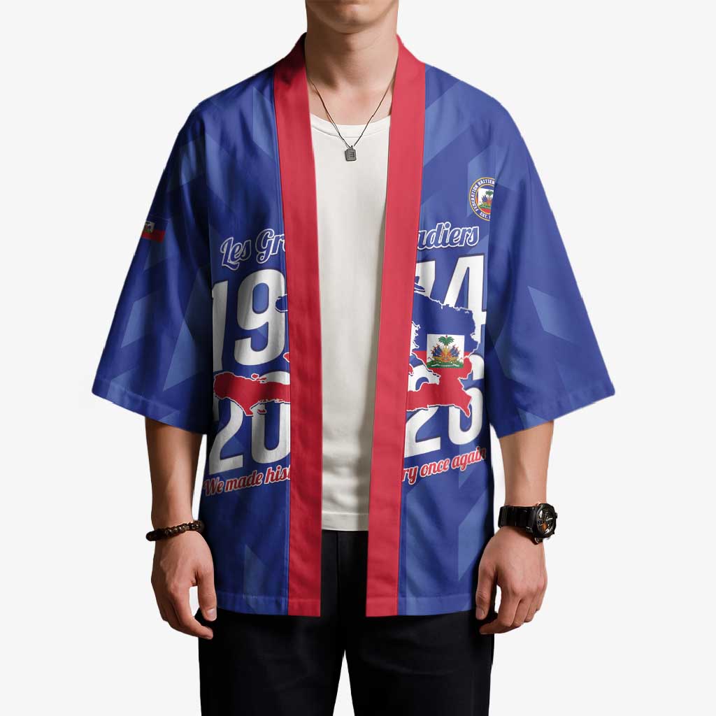 Personalized Haiti Football Kimono Les Grenadiers Made History Once Again Blue Color - Wonder Print Shop