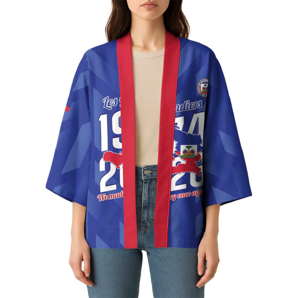 Personalized Haiti Football Kimono Les Grenadiers Made History Once Again Blue Color - Wonder Print Shop