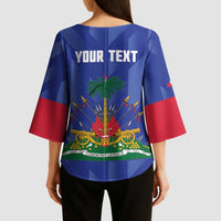 Personalized Haiti Football Kimono Sleeve Blouse Les Grenadiers Made History Once Again Blue Color - Wonder Print Shop