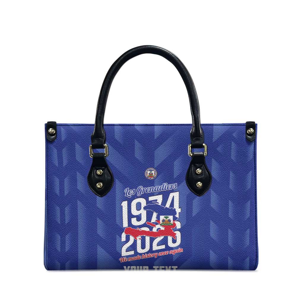 Personalized Haiti Football Leather Bag Les Grenadiers Made History Once Again Blue Color - Wonder Print Shop