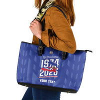 Personalized Haiti Football Leather Tote Bag Les Grenadiers Made History Once Again Blue Color - Wonder Print Shop