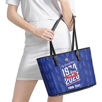 Personalized Haiti Football Leather Tote Bag Les Grenadiers Made History Once Again Blue Color - Wonder Print Shop