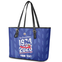 Personalized Haiti Football Leather Tote Bag Les Grenadiers Made History Once Again Blue Color - Wonder Print Shop