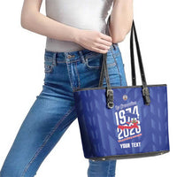 Personalized Haiti Football Leather Tote Bag Les Grenadiers Made History Once Again Blue Color - Wonder Print Shop