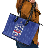 Personalized Haiti Football Leather Tote Bag Les Grenadiers Made History Once Again Blue Color - Wonder Print Shop
