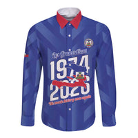 Personalized Haiti Football Long Sleeve Button Shirt Les Grenadiers Made History Once Again Blue Color - Wonder Print Shop