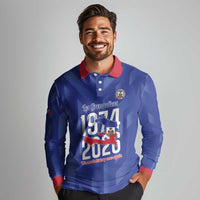 Personalized Haiti Football Long Sleeve Polo Shirt Les Grenadiers Made History Once Again Blue Color - Wonder Print Shop