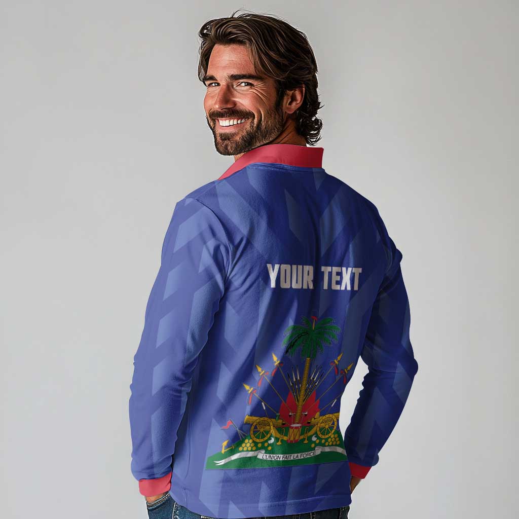Personalized Haiti Football Long Sleeve Polo Shirt Les Grenadiers Made History Once Again Blue Color - Wonder Print Shop
