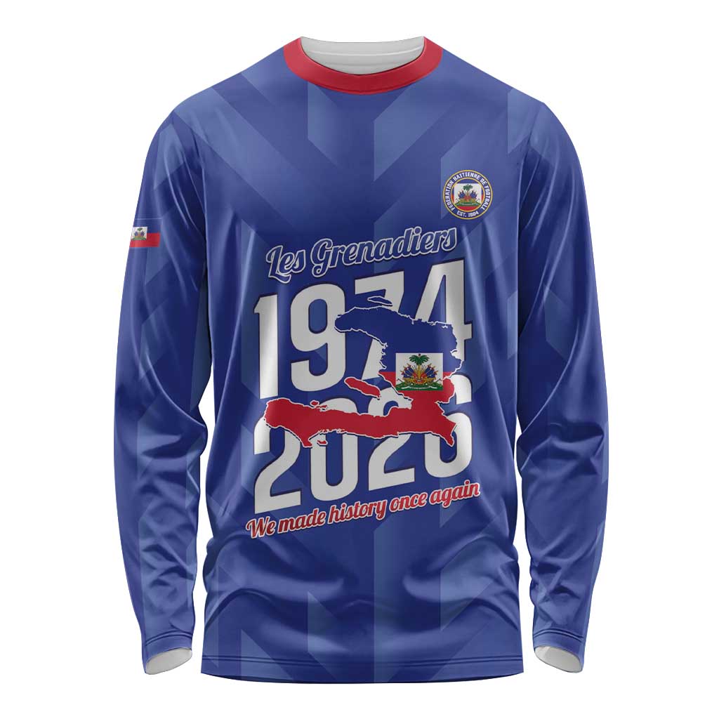 Personalized Haiti Football Long Sleeve Shirt Les Grenadiers Made History Once Again Blue Color - Wonder Print Shop