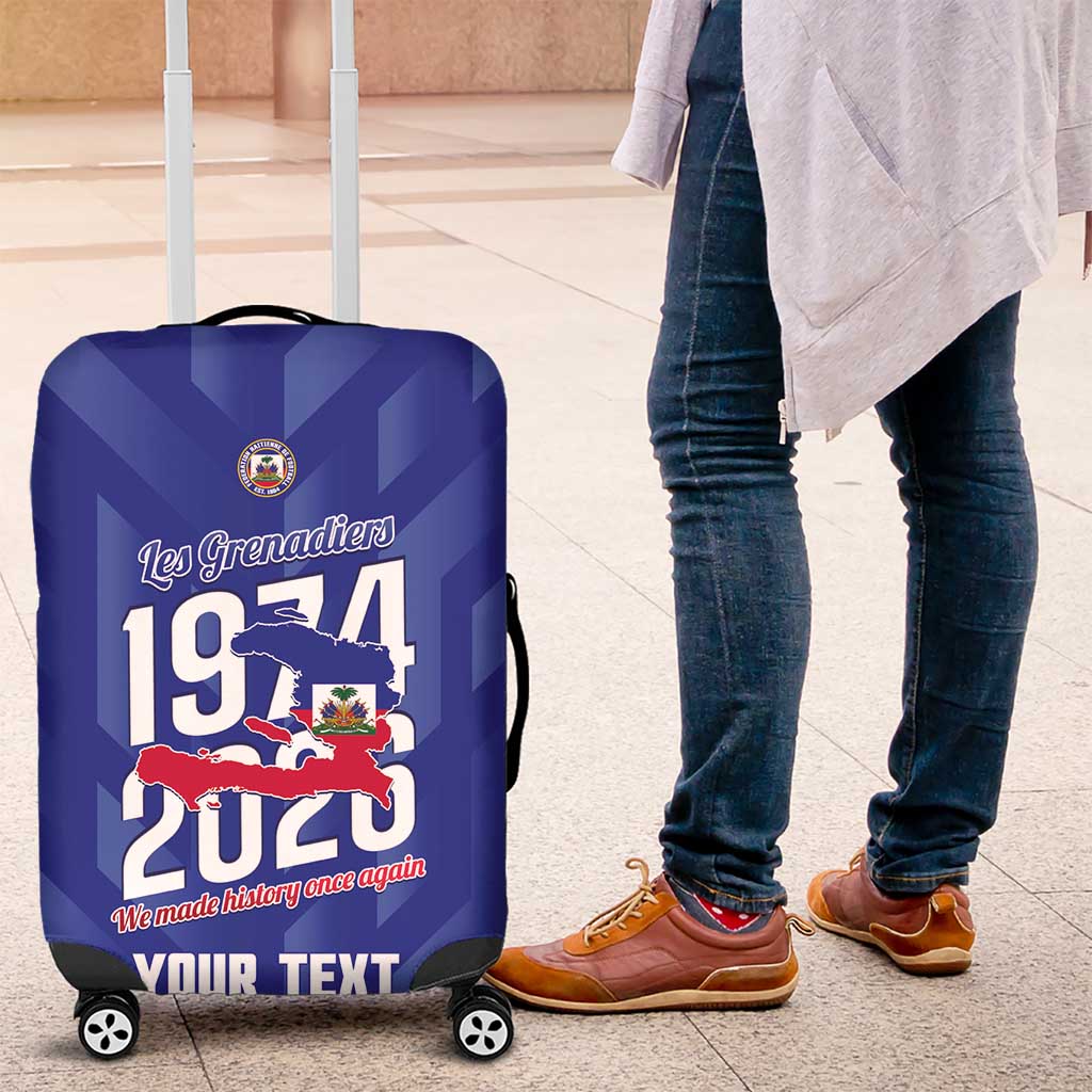 Personalized Haiti Football Luggage Cover Les Grenadiers Made History Once Again Blue Color - Wonder Print Shop