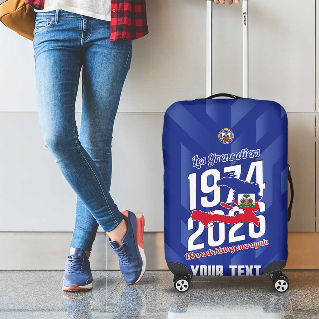 Personalized Haiti Football Luggage Cover Les Grenadiers Made History Once Again Blue Color - Wonder Print Shop