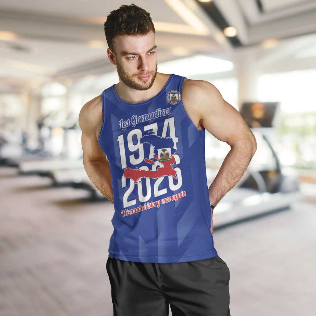 Personalized Haiti Football Men Tank Top Les Grenadiers Made History Once Again Blue Color - Wonder Print Shop