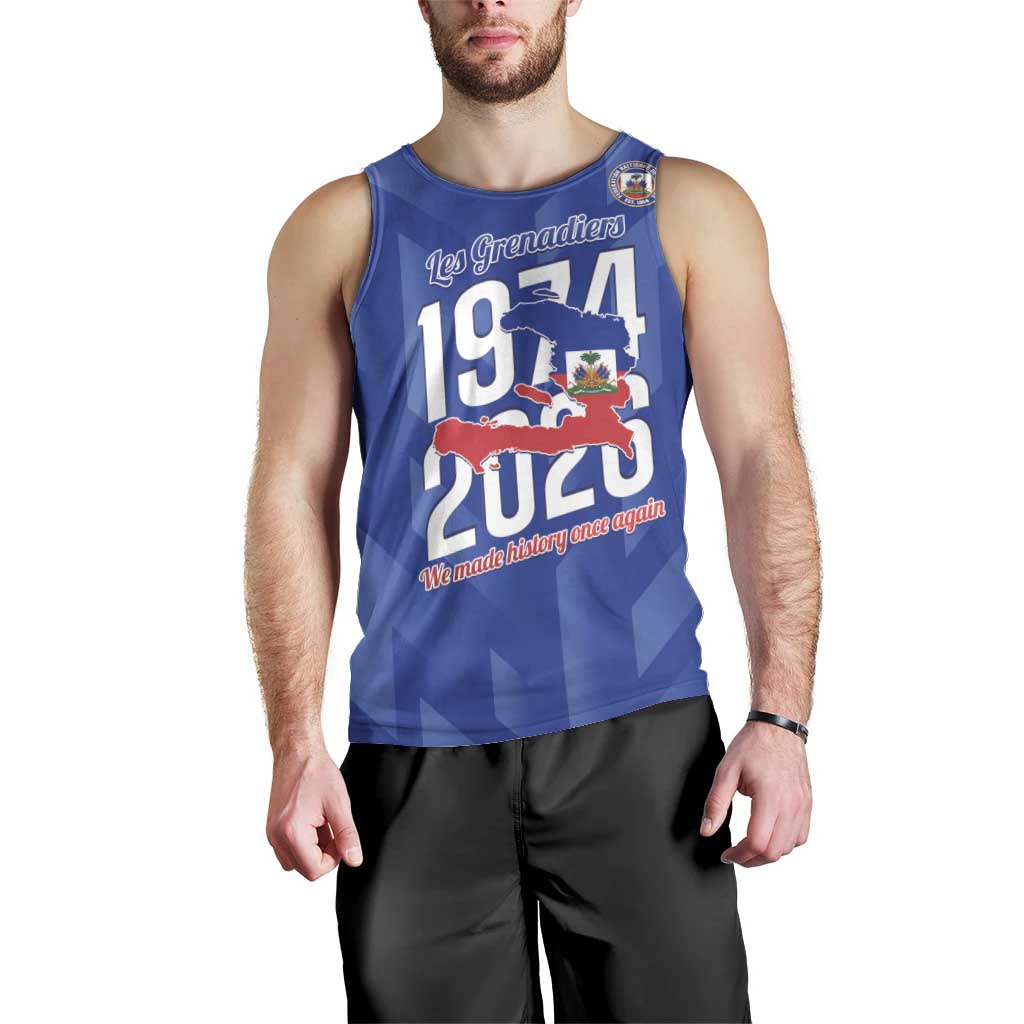 Personalized Haiti Football Men Tank Top Les Grenadiers Made History Once Again Blue Color - Wonder Print Shop