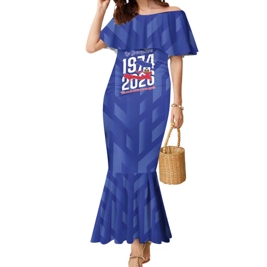 Personalized Haiti Football Mermaid Dress Les Grenadiers Made History Once Again Blue Color - Wonder Print Shop