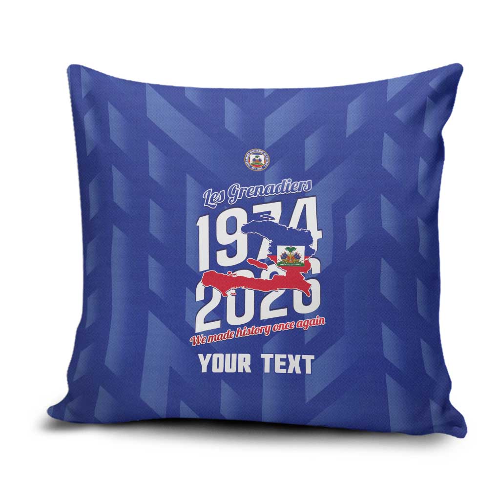 Personalized Haiti Football Pillow Cover Les Grenadiers Made History Once Again Blue Color - Wonder Print Shop