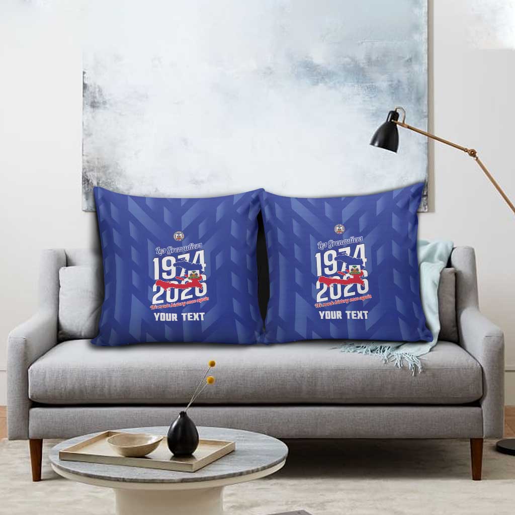 Personalized Haiti Football Pillow Cover Les Grenadiers Made History Once Again Blue Color - Wonder Print Shop