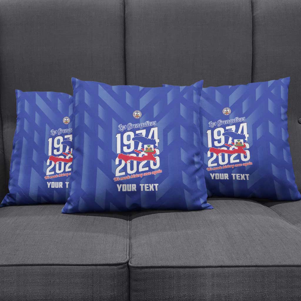 Personalized Haiti Football Pillow Cover Les Grenadiers Made History Once Again Blue Color - Wonder Print Shop