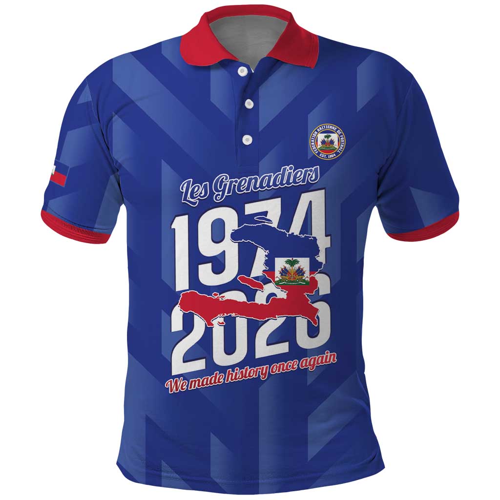 Personalized Haiti Football Polo Shirt Les Grenadiers Made History Once Again Blue Color - Wonder Print Shop