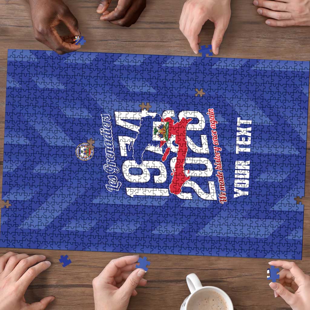 Personalized Haiti Football Puzzle Les Grenadiers Made History Once Again Blue Color - Wonder Print Shop