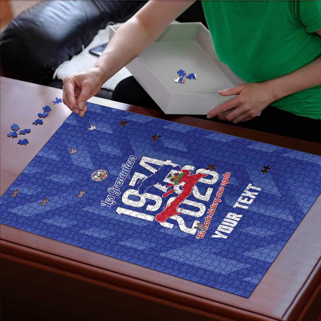 Personalized Haiti Football Puzzle Les Grenadiers Made History Once Again Blue Color - Wonder Print Shop