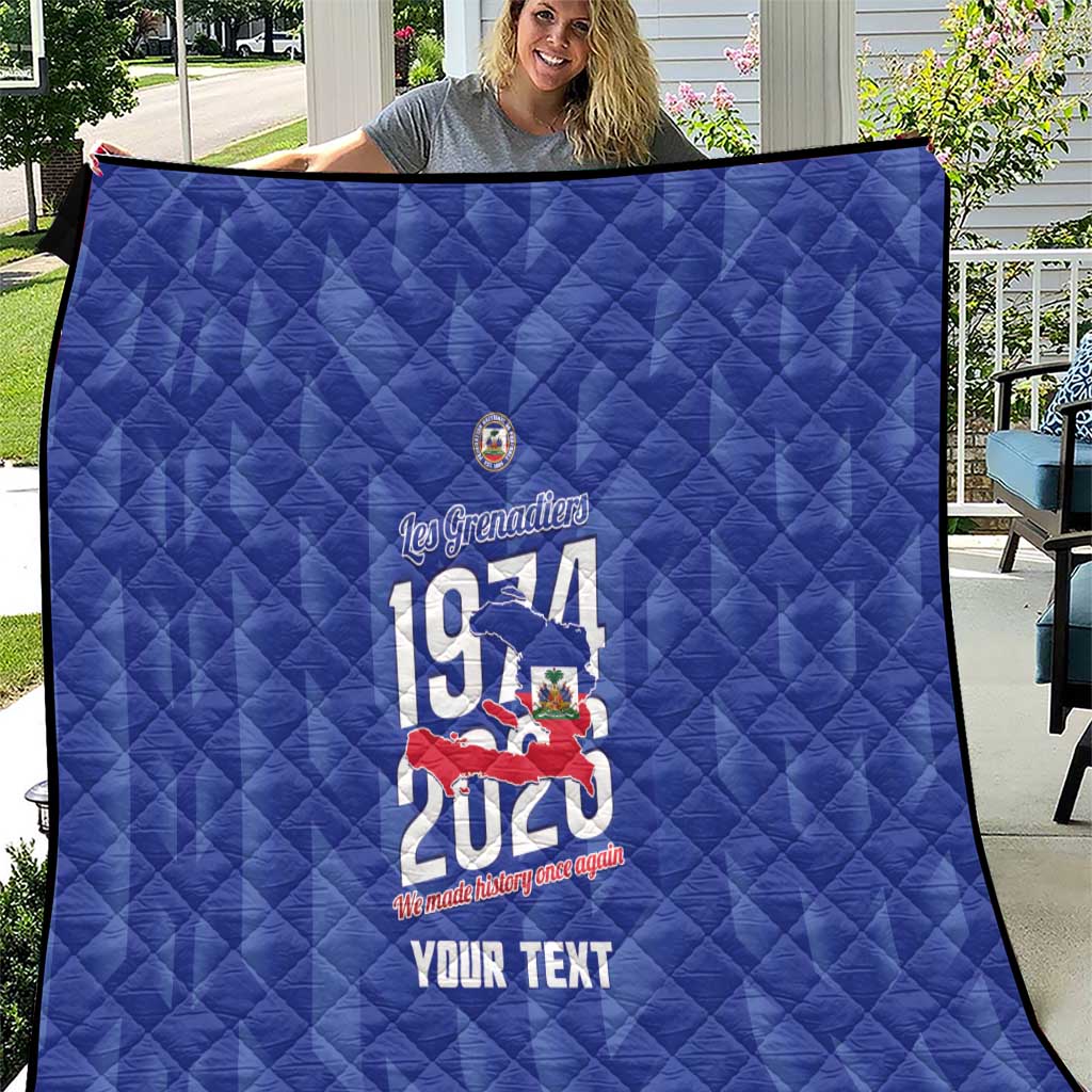 Personalized Haiti Football Quilt Les Grenadiers Made History Once Again Blue Color - Wonder Print Shop