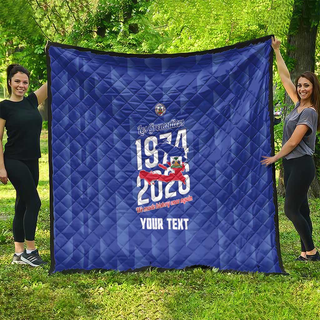 Personalized Haiti Football Quilt Les Grenadiers Made History Once Again Blue Color - Wonder Print Shop