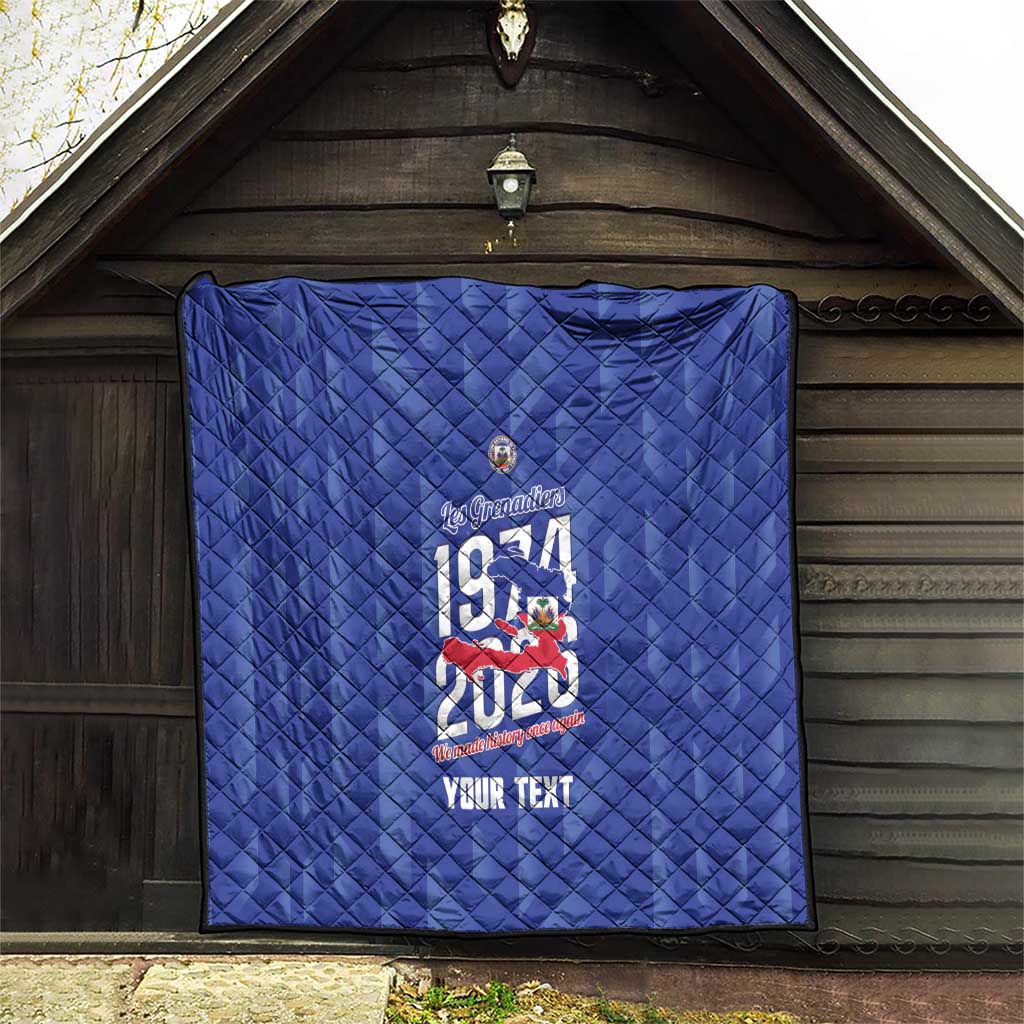 Personalized Haiti Football Quilt Les Grenadiers Made History Once Again Blue Color - Wonder Print Shop